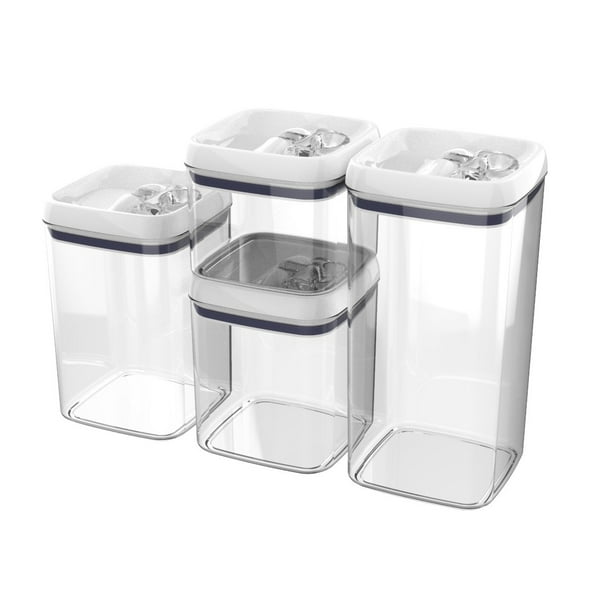 Set of 8 Square Airtight 4.5 cup Flip-Tite Clear Food Storage Container Canister